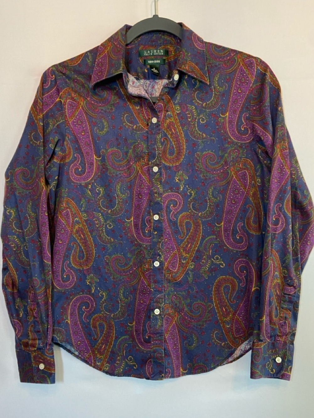 100% Cotton LRL Jewel Tone Paisley Button Down